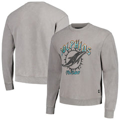 Miami Dolphins The Wild Collective Unisex Distressed Pullover Sweatshirt - Gray Pullover