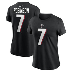 Bijan Robinson Atlanta Falcons Women's Player Name & Number T-Shirt - Black T-shirts