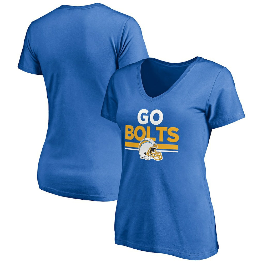 Los Angeles Chargers Women's Hometown Collection Go Bolts V-Neck T-Shirt - Powder Blue T-shirts