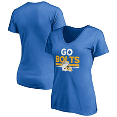Los Angeles Chargers Women's Hometown Collection Go Bolts V-Neck T-Shirt - Powder Blue T-shirts
