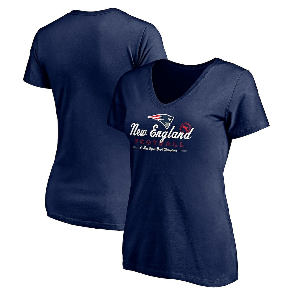 New England Patriots Women's Hometown Collection V-Neck T-Shirt - Navy T-shirts