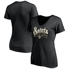 New Orleans Saints Women's Hometown Collection V-Neck T-Shirt - Black T-shirts
