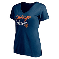 Chicago Bears Women's Long Stride V-Neck T-Shirt - Navy T-shirts