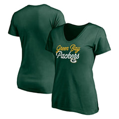 Green Bay Packers Women's Long Stride V-Neck T-Shirt - Green T-shirts