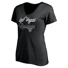 Las Vegas Raiders Women's Long Stride V-Neck T-Shirt - Black T-shirts