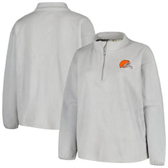 Cleveland Browns Profile Women's Plus Size Sherpa Quarter-Zip Jacket - Gray Jackets