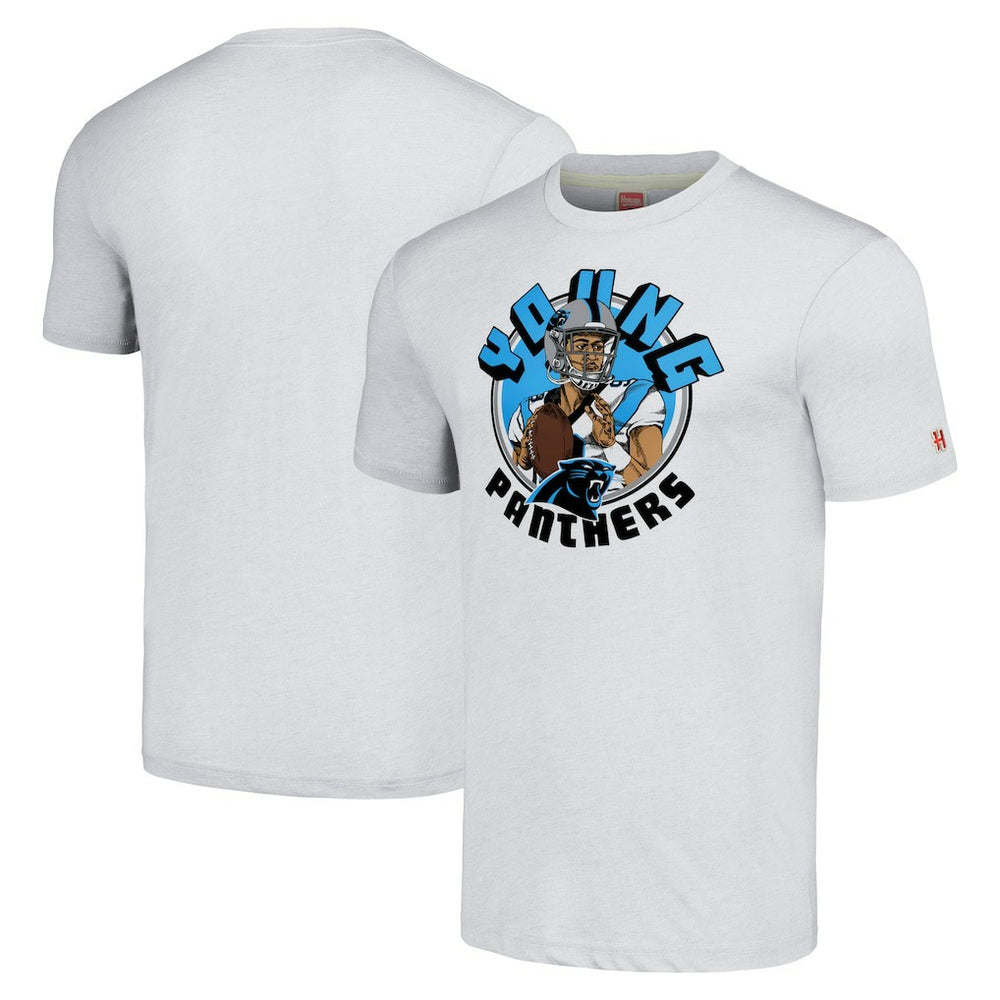 Bryce Young Carolina Panthers Homage Unisex Caricature Player Tri-Blend T-Shirt - Ash T-shirts