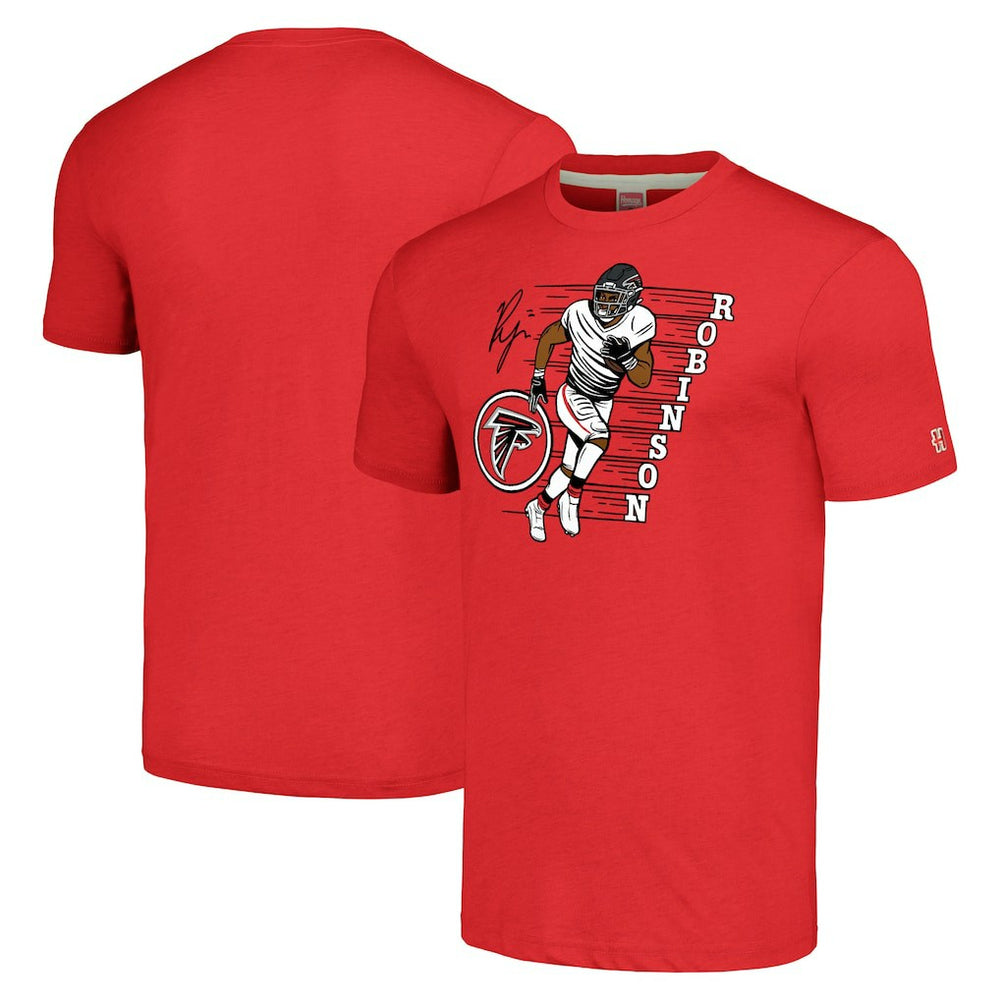 Bijan Robinson Atlanta Falcons Homage Unisex Caricature Player Tri-Blend T-Shirt - Red T-shirts