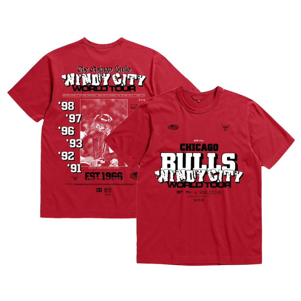 Chicago Bulls Bleacher Report x Unisex World Tour T-Shirt Red - Mitchell & Ness