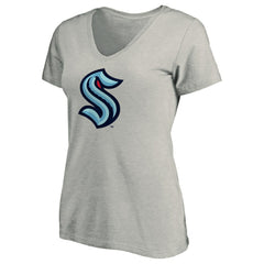 Seattle Kraken Women's Primary Logo V-Neck T-Shirt - Gray | US 200131667