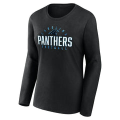 Carolina Panthers Women's Plus Size Foiled Play Long Sleeve T-Shirt - Black T-shirts