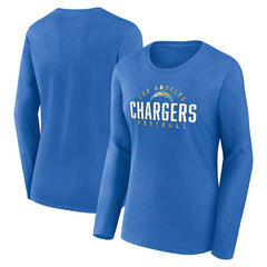 Los Angeles Chargers Women's Plus Size Foiled Play Long Sleeve T-Shirt - Powder Blue T-shirts