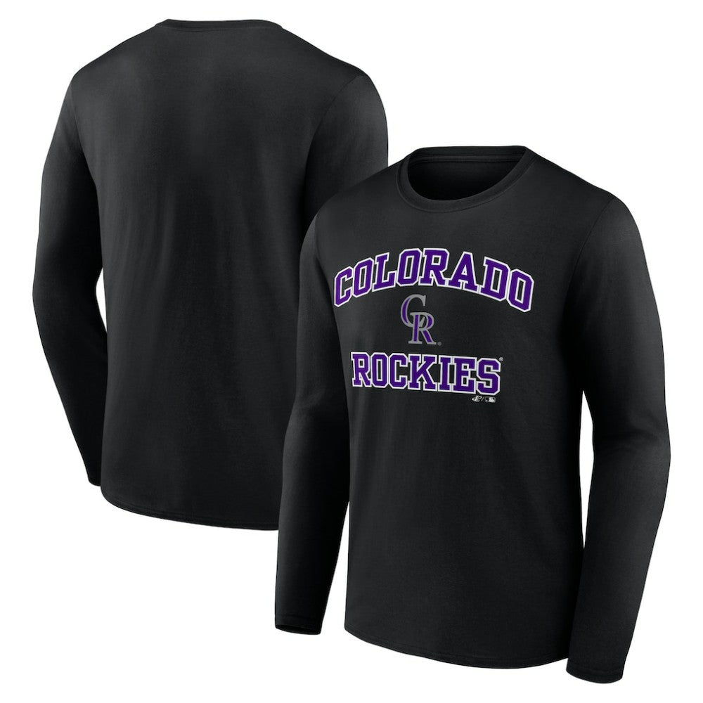 Colorado Rockies Logo Athletic Heart & Soul Long Sleeve T-Shirt - Black T-shirts
