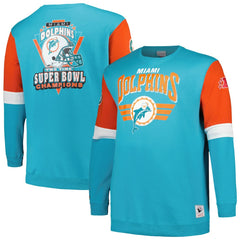 Miami Dolphins Big & Tall Fleece Pullover Sweatshirt - Aqua Pullover