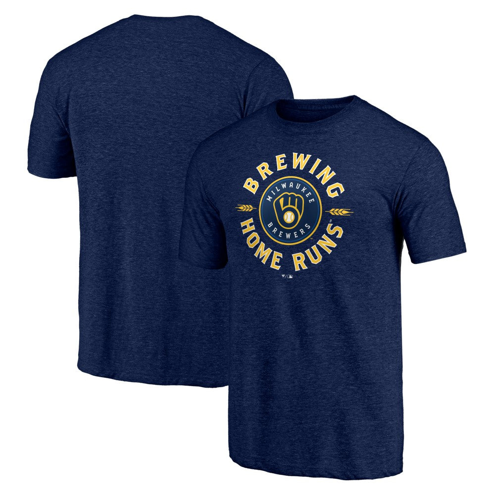 Milwaukee Brewers Hometown Collection Brewing Up Tri-Blend T-Shirt - Heather Navy T-shirts
