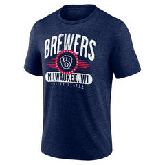 Milwaukee Brewers Badge of Honor Tri-Blend T-Shirt - Heather Navy T-shirts