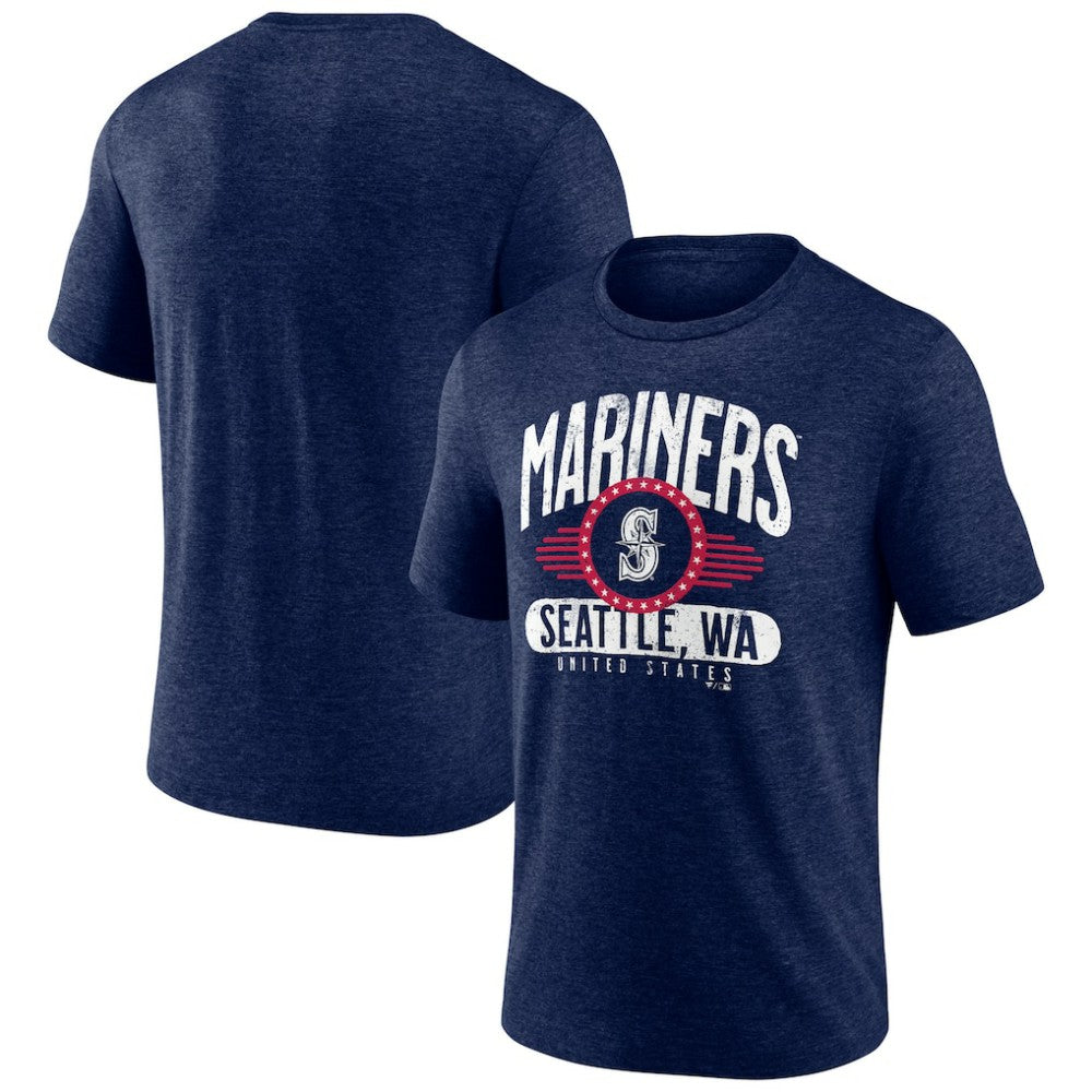 Seattle Mariners Badge of Honor Tri-Blend T-Shirt - Heather Navy T-shirts