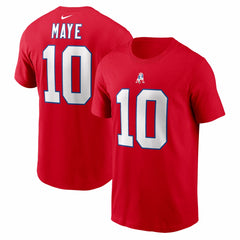 Drake Maye New England Patriots Name & Number T-Shirt - Red T-shirts