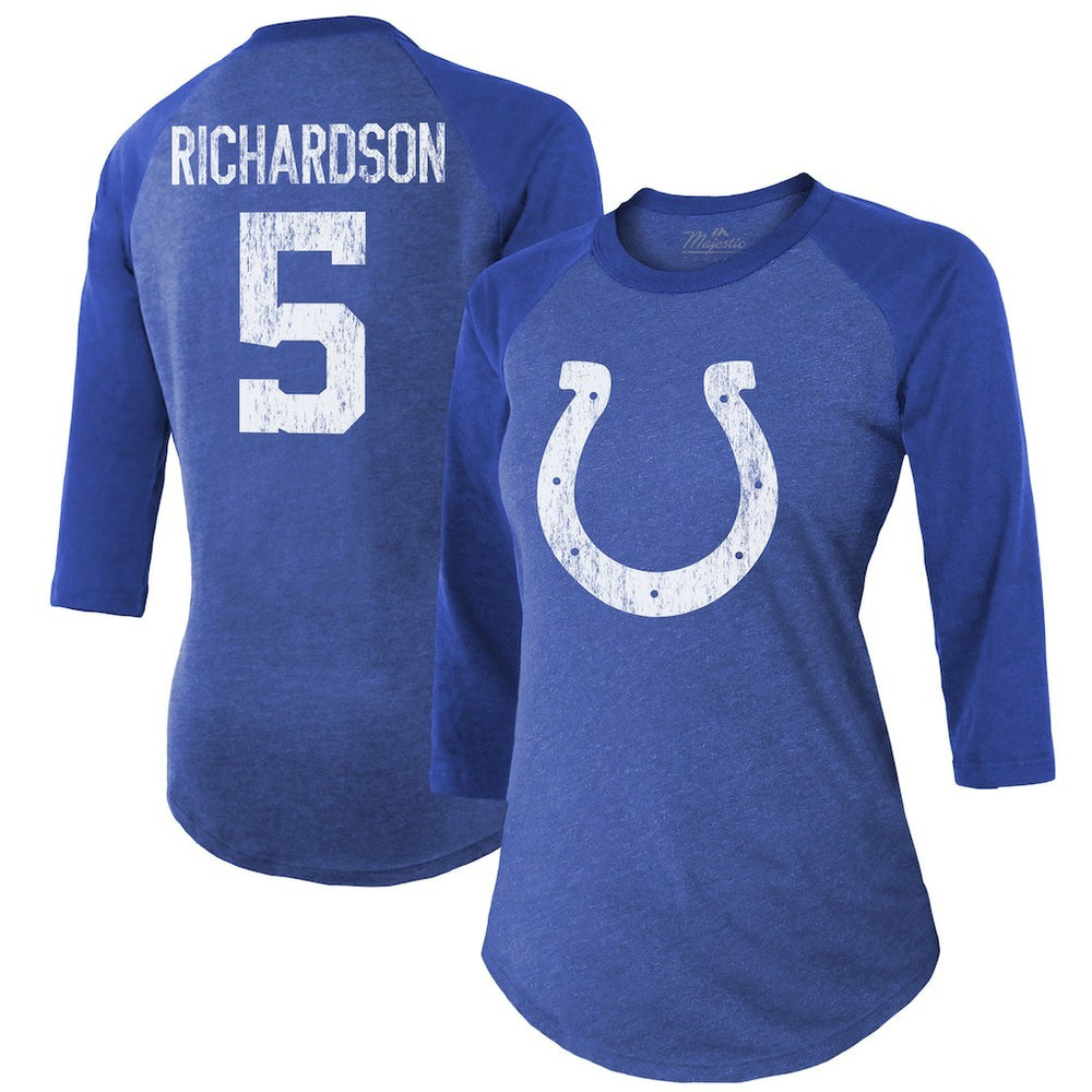Anthony Richardson Indianapolis Colts Majestic Threads Women's Player Name & Number Tri-Blend 3/4-Sleeve Fitted T-Shirt - Royal T-shirts