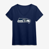 Seattle Seahawks Logo Athletic Women's Primary Logo V-Neck T-Shirt - College Navy T-shirts