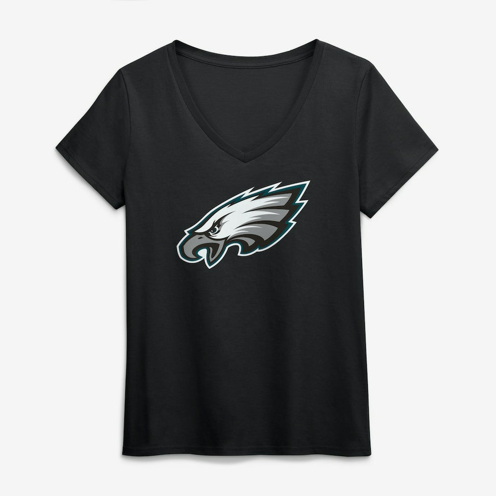 Philadelphia Eagles Logo Athletic Women's Primary Logo V-Neck T-Shirt - Black T-shirts