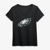 Philadelphia Eagles Logo Athletic Women's Primary Logo V-Neck T-Shirt - Black T-shirts
