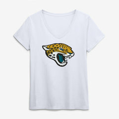 Jacksonville Jaguars Logo Athletic Women's Primary Logo V-Neck T-Shirt - White T-shirts