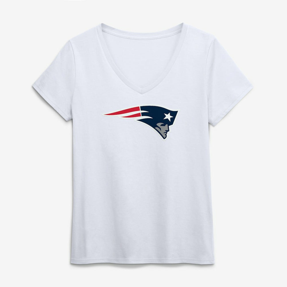 New England Patriots Logo Athletic Women's Primary Logo V-Neck T-Shirt - White T-shirts