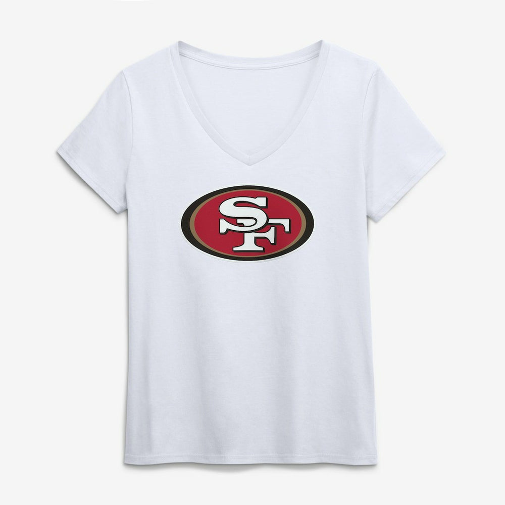 San Francisco 49ers Logo Athletic Women's Primary Logo V-Neck T-Shirt - White T-shirts