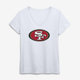 San Francisco 49ers Logo Athletic Women's Primary Logo V-Neck T-Shirt - White T-shirts