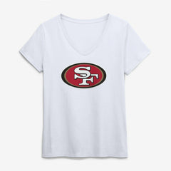 San Francisco 49ers Logo Athletic Women's Primary Logo V-Neck T-Shirt - White T-shirts