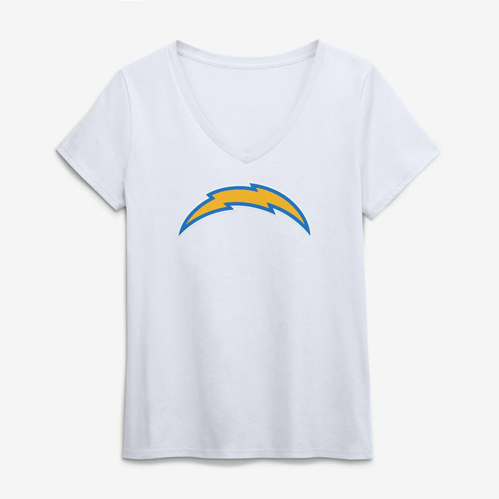 Los Angeles Chargers Logo Athletic Women's Primary Logo V-Neck T-Shirt - White T-shirts
