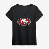 San Francisco 49ers Logo Athletic Women's Primary Logo V-Neck T-Shirt - Black T-shirts