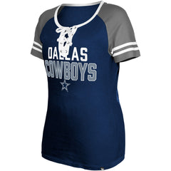 Dallas Cowboys New Era Women's Raglan Lace-Up T-Shirt - Navy T-shirts
