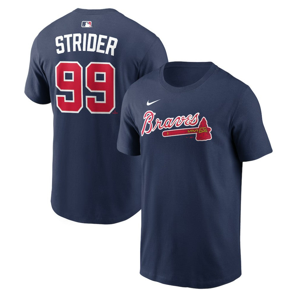 Spencer Strider Atlanta Braves Nike Name & Number T-Shirt - Navy T-shirts