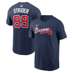 Spencer Strider Atlanta Braves Nike Name & Number T-Shirt - Navy T-shirts