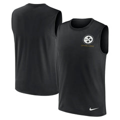 Pittsburgh Steelers Large Logo Lightweight Dri-FIT Muscle Tank Top - Black Tops