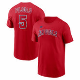 Albert Pujols Los Angeles Angels Nike Cooperstown Collection Name & Number T-Shirt - Red T-shirts