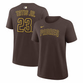 Fernando Tatis Jr. San Diego Padres Nike Women's Name & Number T-Shirt - Brown T-shirts