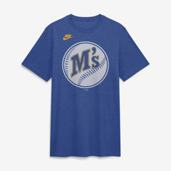Seattle Mariners Nike Cooperstown Logo Tri-Blend T-Shirt - Heather Royal T-shirts