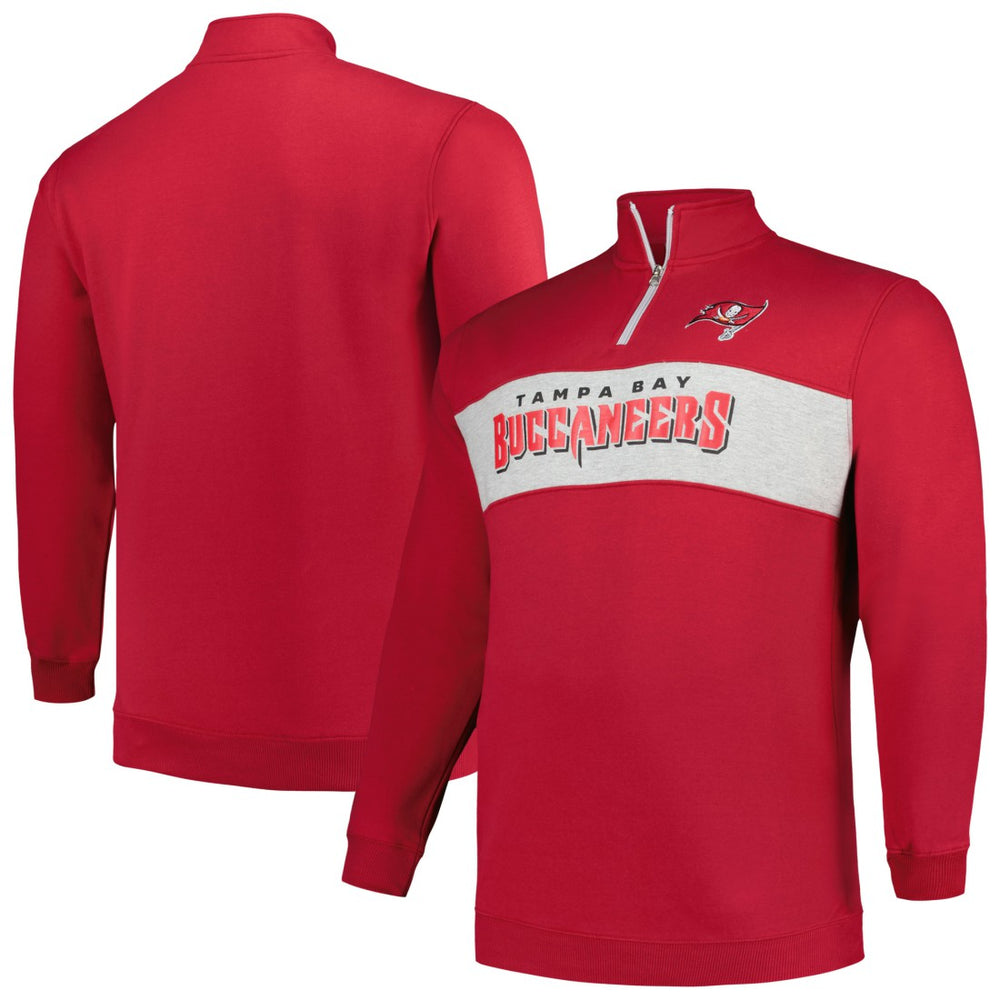 Tampa Bay Buccaneers Profile Big & Tall Fleece Quarter-Zip Jacket - Red Jackets