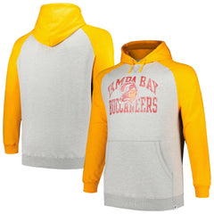 Tampa Bay Buccaneers Profile Big & Tall Favorite Arch Throwback Raglan Pullover Hoodie - Heather Gray/Orange Hoodies