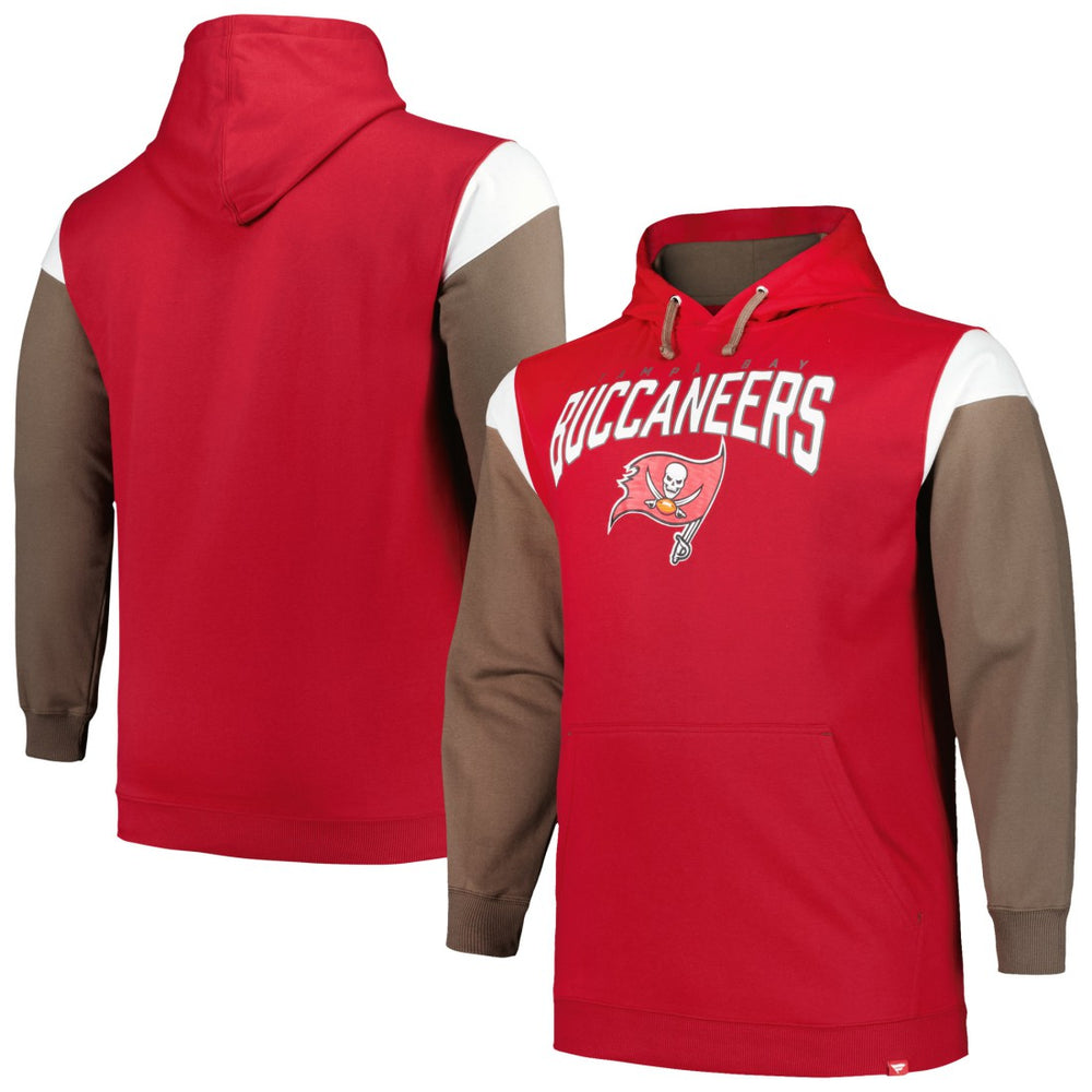 Tampa Bay Buccaneers Profile Big & Tall Trench Battle Pullover Hoodie - Red Hoodies