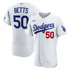 Mookie Betts Los Angeles Dodgers Nike Home Authentic Sponsor Patch Jersey - White Jerseys