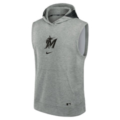 Miami Marlins Nike Authentic Collection Early Work Dri-FIT Sleeveless Hoodie - Heather Gray Hoodies