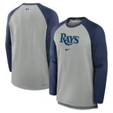 Tampa Bay Rays Nike Authentic Collection Game Time Raglan Performance Long Sleeve T-Shirt - Heather Gray/Navy T-shirts