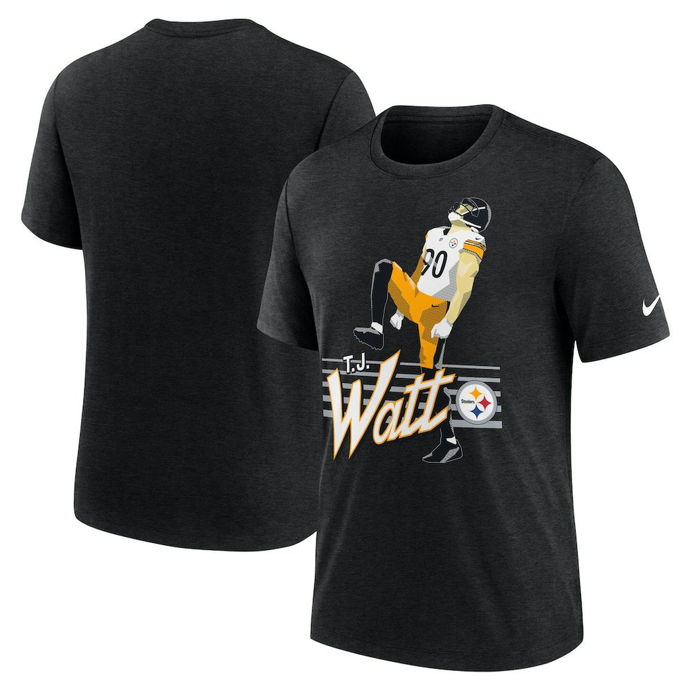 T.J. Watt Pittsburgh Steelers Player Graphic T-Shirt - Heather Black T-shirts