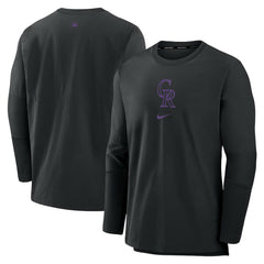 Colorado Rockies Nike Authentic Collection Player Dri-FIT Lightweight Pullover - Black Pullover