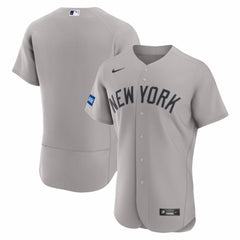 New York Yankees Nike Road Sponsor Patch Authentic Jersey - Gray Jerseys
