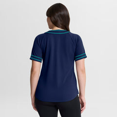 Seattle Mariners Fanatics Women's Diva Race Ahead Raglan V-Neck T-Shirt - Navy T-shirts